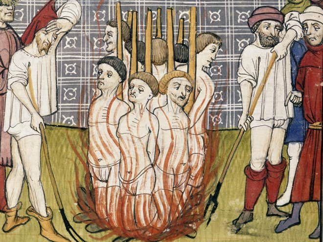 Image of the burning of the Knights Templar